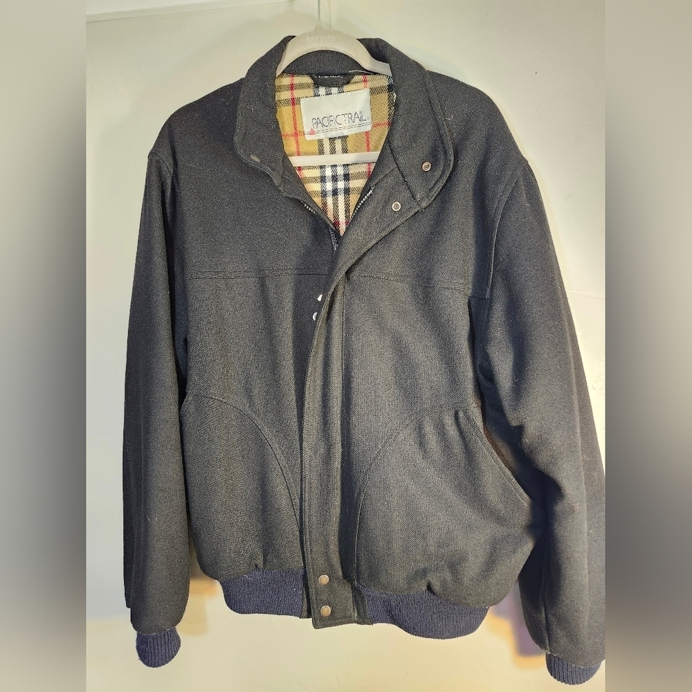Pacific Trail VTG Wool Men's Dark Gray Bomber Jacket Sz L